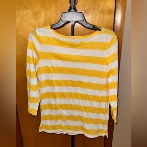 Old Navy Women's Long Sleeve Top - Yellow and White Stripes